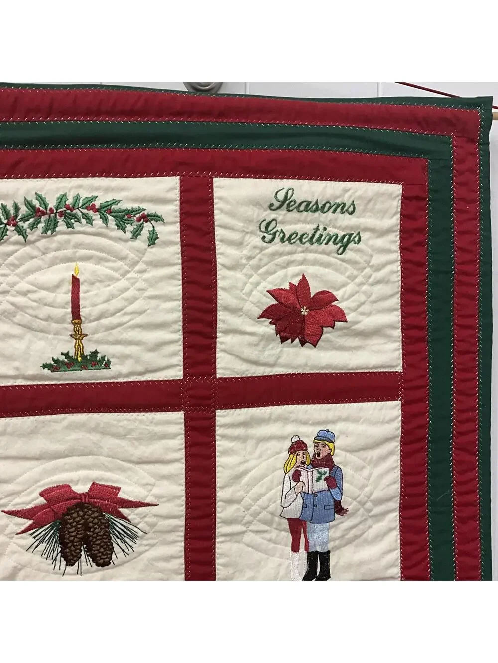 Handmade Christmas quilted wall hanging. 2’ long and 18” wide